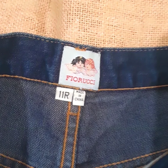 Fiorucci Vintage 90s Blue Jeans Size 11 approx 10 12 Button Fly Safety J… - Picture 4 of 8